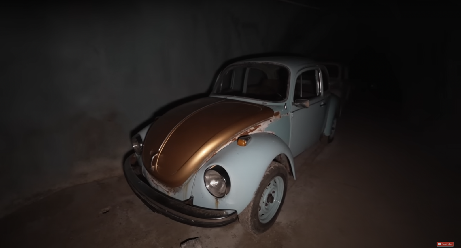 Abandoned VW Beetle in a mine